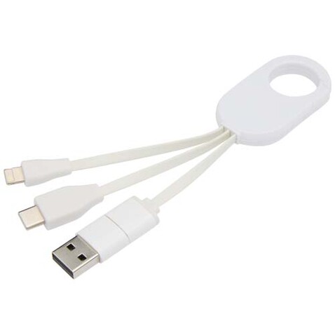 Troop 4-in-1 Ladekabel aus recyceltem Kunststoff, weiss bedrucken, Art.-Nr. 12443501