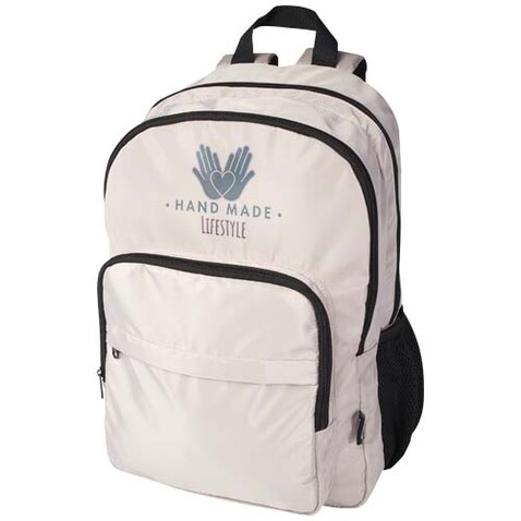 Trend Plus 15" Laptop-Rucksack aus recyceltem GRS-Material 20 L, Oatmeal bedrucken, Art.-Nr. 13008607 Trend Plus 15" Laptop-Rucksack aus recyceltem GRS-Material 20 L, Oatmeal bedrucken, Art.-Nr. 13008607