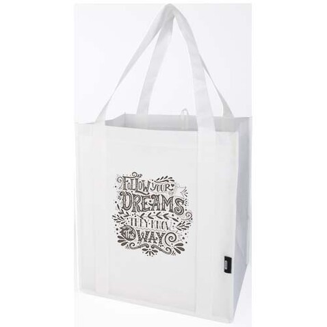 Liberty Tragetasche mit hartem Boden aus recyceltem GRS Non Woven 6 L, weiss bedrucken, Art.-Nr. 13008101 Liberty Tragetasche mit hartem Boden aus recyceltem GRS Non Woven 6 L, weiss bedrucken, Art.-Nr. 13008101