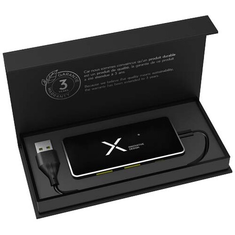 SCX.design H20 8-in-1 USB-Hub mit dualem Eingang und 6 Ports und Leuchtlogo, schwarz bedrucken, Art.-Nr. 2PX16590 SCX.design H20 8-in-1 USB-Hub mit dualem Eingang und 6 Ports und Leuchtlogo, schwarz bedrucken, Art.-Nr. 2PX16590