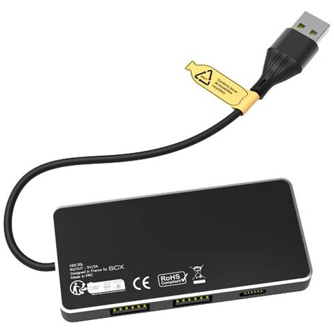 SCX.design H20 8-in-1 USB-Hub mit dualem Eingang und 6 Ports und Leuchtlogo, schwarz bedrucken, Art.-Nr. 2PX16590 SCX.design H20 8-in-1 USB-Hub mit dualem Eingang und 6 Ports und Leuchtlogo, schwarz bedrucken, Art.-Nr. 2PX16590