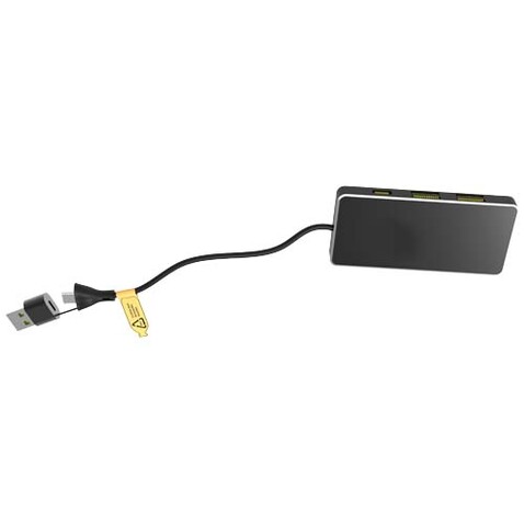SCX.design H20 8-in-1 USB-Hub mit dualem Eingang und 6 Ports und Leuchtlogo, schwarz bedrucken, Art.-Nr. 2PX16590 SCX.design H20 8-in-1 USB-Hub mit dualem Eingang und 6 Ports und Leuchtlogo, schwarz bedrucken, Art.-Nr. 2PX16590