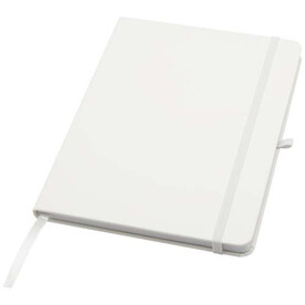 Teak A5 Hardcover Notizbuch, liniert, aus recyceltem Material, weiss bedrucken, Art.-Nr. 10601301