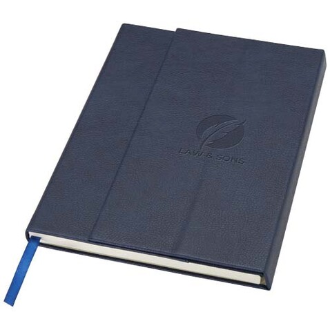 Alejandra A5 Hardcover Notizbuch aus recyceltem Leder, Ozeanblau bedrucken, Art.-Nr. 10792051 Alejandra A5 Hardcover Notizbuch aus recyceltem Leder, Ozeanblau bedrucken, Art.-Nr. 10792051