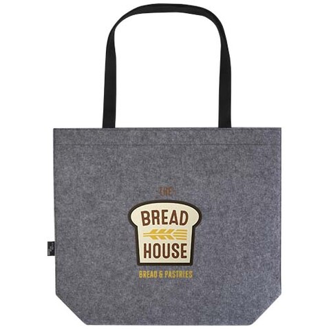 Felta Tragetasche mit Zwickel aus recyceltem GRS-Filz 20 L, mittelgrau bedrucken, Art.-Nr. 13007582 Felta Tragetasche mit Zwickel aus recyceltem GRS-Filz 20 L, mittelgrau bedrucken, Art.-Nr. 13007582