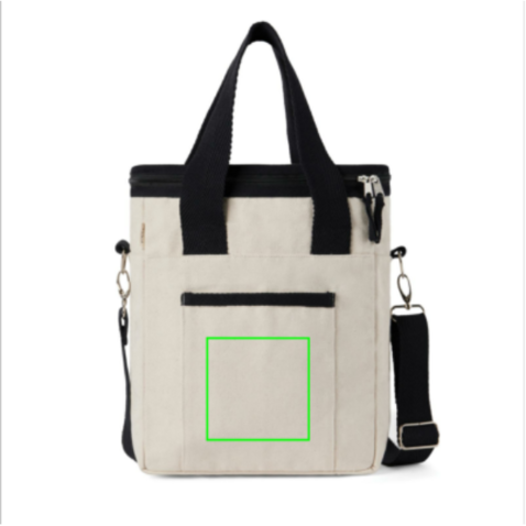 VINGA Volonne AWARE™ Kühltasche aus recyceltem Canvas off white, schwarz bedrucken, Art.-Nr. V422113