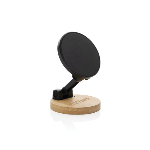 Magmount Telefonständer aus RCS rec. Kunststoff und Bambus schwarz, braun bedrucken, Art.-Nr. P301.2401 Magmount Telefonständer aus RCS rec. Kunststoff und Bambus schwarz, braun bedrucken, Art.-Nr. P301.2401