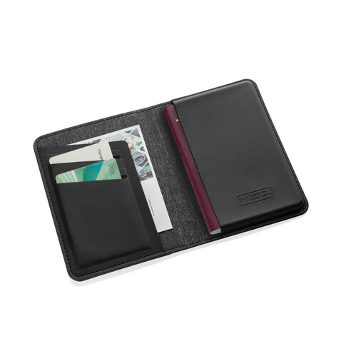 Travelfinder RCS Polyester Passtasche mit weltweiter Ortung schwarz bedrucken, Art.-Nr. P301.5601