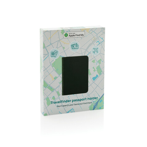 Travelfinder RCS Polyester Passtasche mit weltweiter Ortung schwarz bedrucken, Art.-Nr. P301.5601