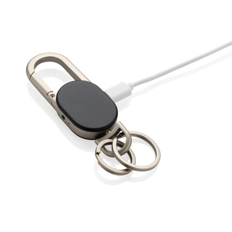 Schlüsselanhänger Keyfinder mit weltweiter Ortung und USB-C schwarz, grau bedrucken, Art.-Nr. P301.6301 Schlüsselanhänger Keyfinder mit weltweiter Ortung und USB-C schwarz, grau bedrucken, Art.-Nr. P301.6301