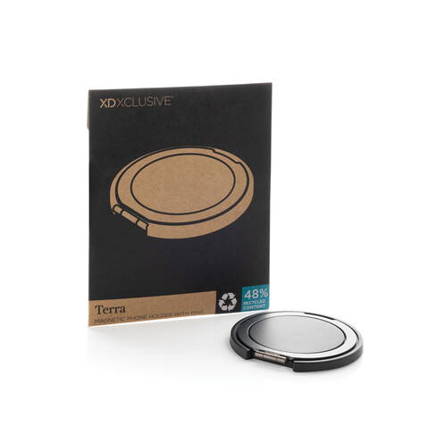 Terra Magnetic magnetischer Handyhalter mit Ring grau bedrucken, Art.-Nr. P301.6702