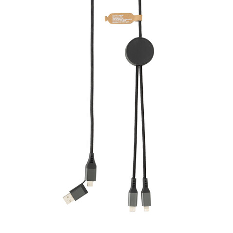 Terra 3 Meter 4-in-1-Kabel aus RCS recyceltem PET grau bedrucken, Art.-Nr. P302.6402 Terra 3 Meter 4-in-1-Kabel aus RCS recyceltem PET grau bedrucken, Art.-Nr. P302.6402