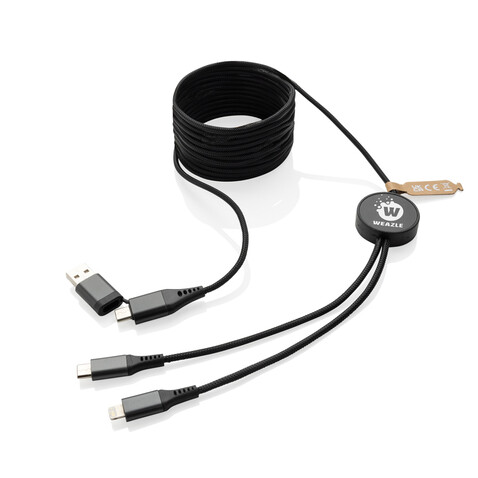 Terra 3 Meter 4-in-1-Kabel aus RCS recyceltem PET grau bedrucken, Art.-Nr. P302.6402 Terra 3 Meter 4-in-1-Kabel aus RCS recyceltem PET grau bedrucken, Art.-Nr. P302.6402