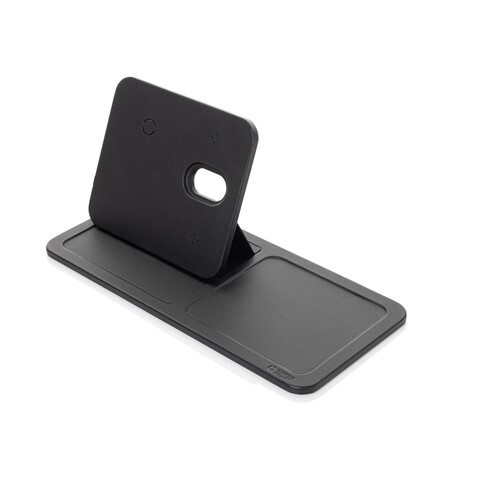 Swiss Peak 3-in-1- Wireless-Charging Desk-Tray aus RCS rPU schwarz bedrucken, Art.-Nr. P309.0401 Swiss Peak 3-in-1- Wireless-Charging Desk-Tray aus RCS rPU schwarz bedrucken, Art.-Nr. P309.0401