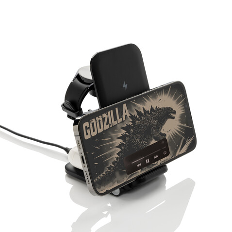 Powerpal 3-in-1 15W-Ladegerät aus RCS recyceltem Kunststoff schwarz bedrucken, Art.-Nr. P309.0601 Powerpal 3-in-1 15W-Ladegerät aus RCS recyceltem Kunststoff schwarz bedrucken, Art.-Nr. P309.0601