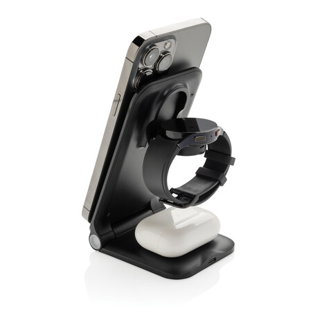 Powerpal 3-in-1 15W-Ladegerät aus RCS recyceltem Kunststoff schwarz bedrucken, Art.-Nr. P309.0601 Powerpal 3-in-1 15W-Ladegerät aus RCS recyceltem Kunststoff schwarz bedrucken, Art.-Nr. P309.0601