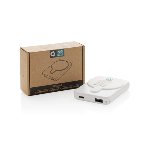 Stellar 5.000mAh 5W magnetische Powerbank aus RCS rec. ABS weiß bedrucken, Art.-Nr. P322.5903 Stellar 5.000mAh 5W magnetische Powerbank aus RCS rec. ABS weiß bedrucken, Art.-Nr. P322.5903