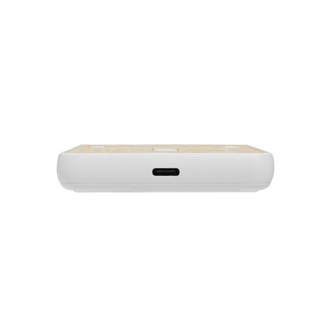 Zen 5000mAh 5W magnetische Bambus-Powerbank aus RCS rPlastik weiß bedrucken, Art.-Nr. P322.9003