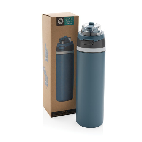 Omni Sip verschließbare Flasche aus RCS-reSteel, 720ml blau bedrucken, Art.-Nr. P437.0805 Omni Sip verschließbare Flasche aus RCS-reSteel, 720ml blau bedrucken, Art.-Nr. P437.0805