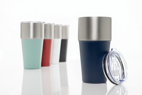 Fluid Becher aus RCS-zertifiziert recyceltem Stahl, 500ml navy blau bedrucken, Art.-Nr. P437.1325 Fluid Becher aus RCS-zertifiziert recyceltem Stahl, 500ml navy blau bedrucken, Art.-Nr. P437.1325
