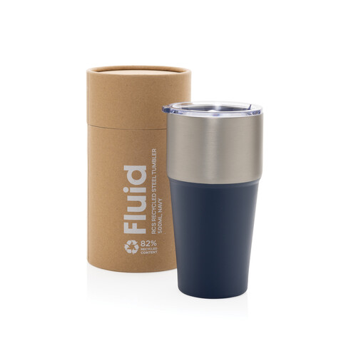 Fluid Becher aus RCS-zertifiziert recyceltem Stahl, 500ml navy blau bedrucken, Art.-Nr. P437.1325 Fluid Becher aus RCS-zertifiziert recyceltem Stahl, 500ml navy blau bedrucken, Art.-Nr. P437.1325