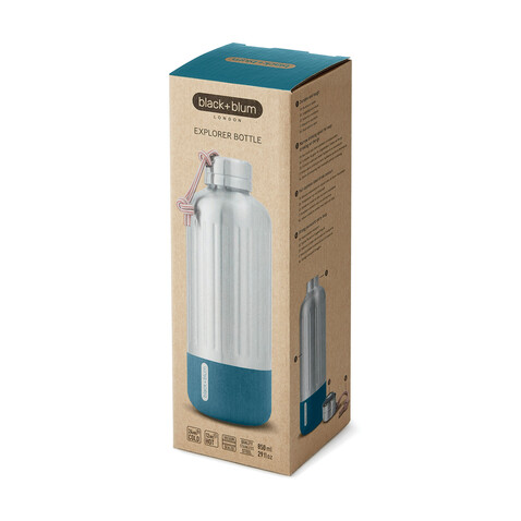 Black+Blum Explorer isolierte Wasserflasche groß, 850ml turkis bedrucken, Art.-Nr. P439.1333 Black+Blum Explorer isolierte Wasserflasche groß, 850ml turkis bedrucken, Art.-Nr. P439.1333