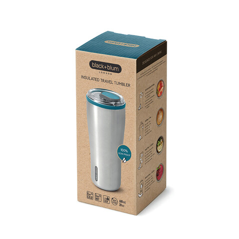 Black+Blum isolierter Reisebecher 600ml turkis bedrucken, Art.-Nr. P439.1433