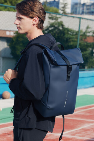 Urban wasserabweisender Flap-Top Rucksack navy blau, schwarz bedrucken, Art.-Nr. P706.2625 Urban wasserabweisender Flap-Top Rucksack navy blau, schwarz bedrucken, Art.-Nr. P706.2625