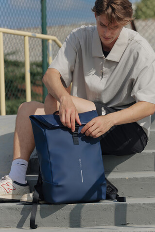 Urban wasserabweisender Flap-Top Rucksack navy blau, schwarz bedrucken, Art.-Nr. P706.2625 Urban wasserabweisender Flap-Top Rucksack navy blau, schwarz bedrucken, Art.-Nr. P706.2625