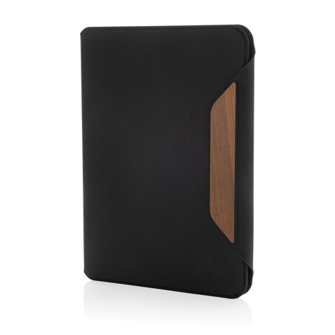 Teri AWARE™ A5 Portfolio aus RPET und Walnuss schwarz bedrucken, Art.-Nr. P774.6401 Teri AWARE™ A5 Portfolio aus RPET und Walnuss schwarz bedrucken, Art.-Nr. P774.6401