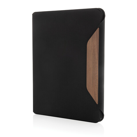 Teri AWARE™ A4 Portfolio aus RPET und Walnuss schwarz bedrucken, Art.-Nr. P774.6501 Teri AWARE™ A4 Portfolio aus RPET und Walnuss schwarz bedrucken, Art.-Nr. P774.6501