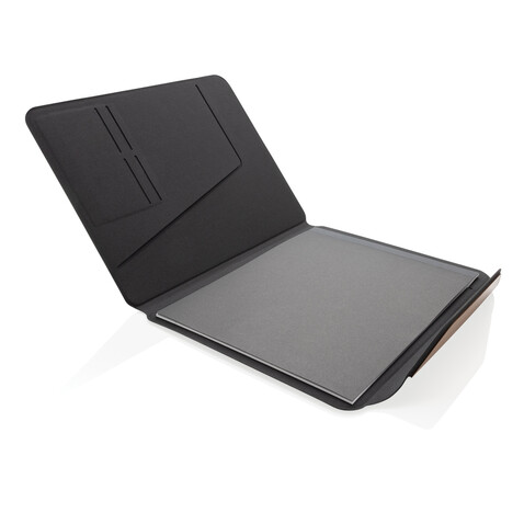 Teri AWARE™ A4 Portfolio aus RPET und Walnuss schwarz bedrucken, Art.-Nr. P774.6501 Teri AWARE™ A4 Portfolio aus RPET und Walnuss schwarz bedrucken, Art.-Nr. P774.6501
