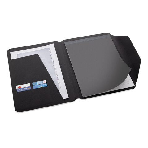 Teri AWARE™ A4 Portfolio aus RPET und Walnuss schwarz bedrucken, Art.-Nr. P774.6501 Teri AWARE™ A4 Portfolio aus RPET und Walnuss schwarz bedrucken, Art.-Nr. P774.6501