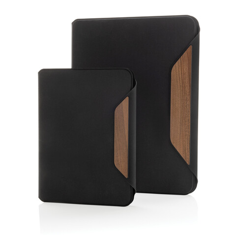 Teri AWARE™ A4 Portfolio aus RPET und Walnuss schwarz bedrucken, Art.-Nr. P774.6501 Teri AWARE™ A4 Portfolio aus RPET und Walnuss schwarz bedrucken, Art.-Nr. P774.6501