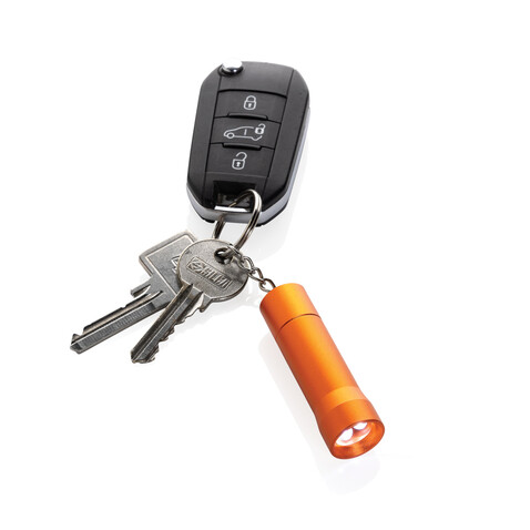 Flash Schlüsselanhänger-Taschenlampe aus RCS rec. Aluminium orange bedrucken, Art.-Nr. P514.0408 Flash Schlüsselanhänger-Taschenlampe aus RCS rec. Aluminium orange bedrucken, Art.-Nr. P514.0408