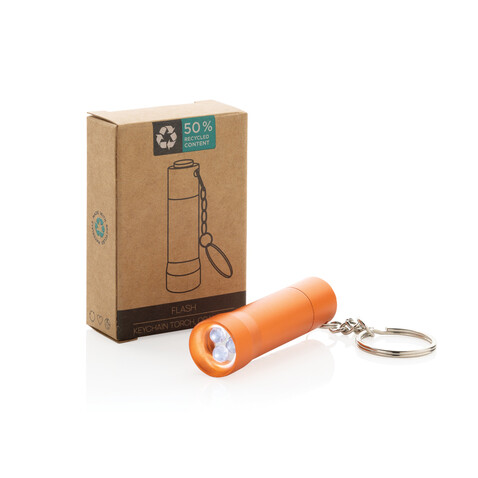Flash Schlüsselanhänger-Taschenlampe aus RCS rec. Aluminium orange bedrucken, Art.-Nr. P514.0408 Flash Schlüsselanhänger-Taschenlampe aus RCS rec. Aluminium orange bedrucken, Art.-Nr. P514.0408