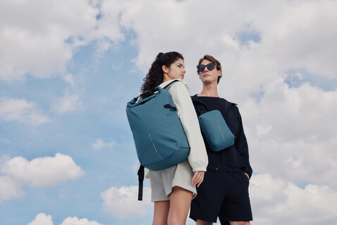 Urban wasserabweisender Sling-Bag blau, grau bedrucken, Art.-Nr. P706.2715 Urban wasserabweisender Sling-Bag blau, grau bedrucken, Art.-Nr. P706.2715