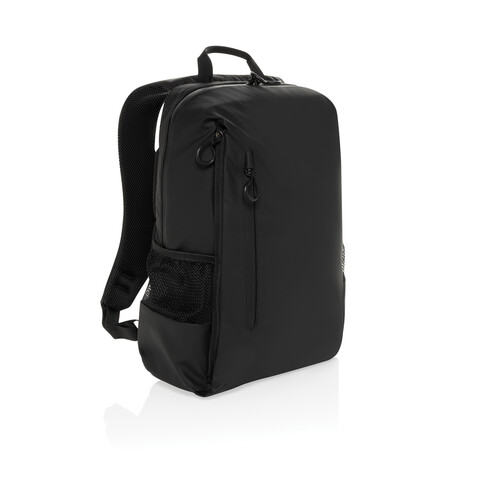 Lima Aware™ RPET wasserabweisender 15,6" Laptop-Rucksack schwarz bedrucken, Art.-Nr. P763.4401