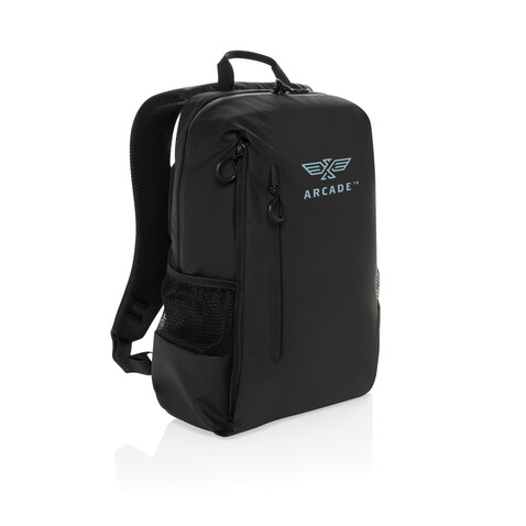 Lima Aware™ RPET wasserabweisender 15,6" Laptop-Rucksack schwarz bedrucken, Art.-Nr. P763.4401