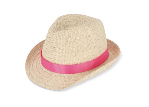 Pflanzlicher Strohhut mit farbigem Band - Rosa bedrucken, Art.-Nr. LT90502-N0076 Pflanzlicher Strohhut mit farbigem Band - Rosa bedrucken, Art.-Nr. LT90502-N0076