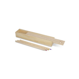 Buntstifte in Holzschiebeschachtel - Natur bedrucken, Art.-Nr. LT91586-N0094