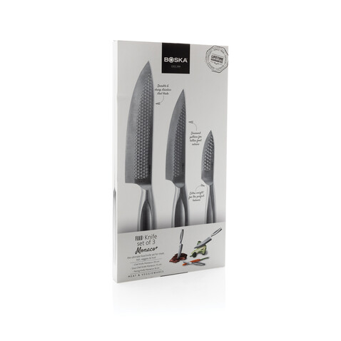 BOSKA Küchenmesser Monaco+, 3er-Set Stahl bedrucken, Art.-Nr. RB307132 BOSKA Küchenmesser Monaco+, 3er-Set Stahl bedrucken, Art.-Nr. RB307132