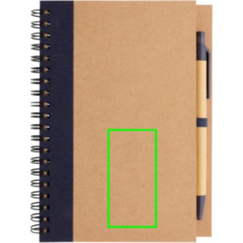 Kraft Spiral-Notizbuch mit Stift blau bedrucken, Art.-Nr. P774.265 Kraft Spiral-Notizbuch mit Stift blau bedrucken, Art.-Nr. P774.265
