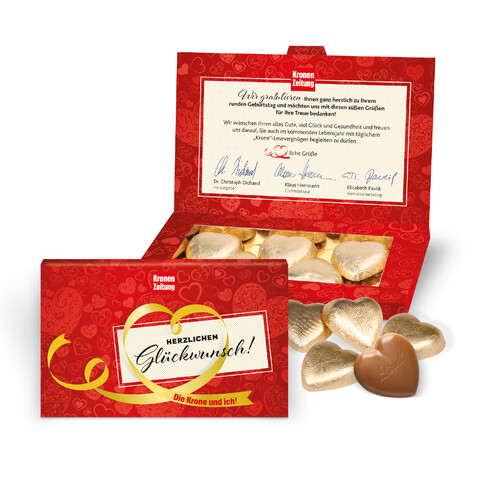 PRÄSENTBOX „BUSINESS” MIT LINDT SCHOKOHERZEN bedrucken, Art.-Nr. 91225 PRÄSENTBOX „BUSINESS” MIT LINDT SCHOKOHERZEN bedrucken, Art.-Nr. 91225