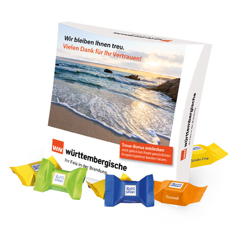 PRÄSENTBOX MIT RITTER SPORT SCHOKOWÜRFEL bedrucken, Art.-Nr. 91607