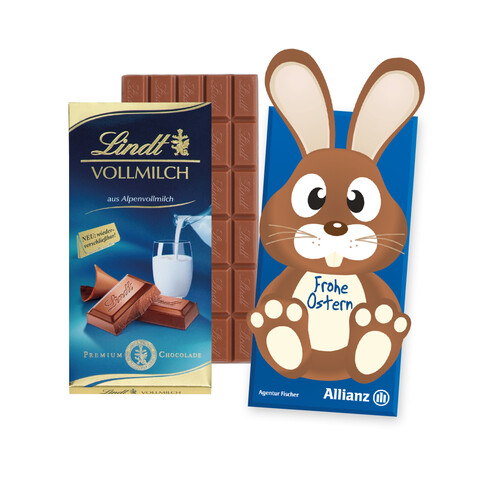 LINDT SCHOKOLADENTAFEL „OSTERHASE” bedrucken, Art.-Nr. 94536 LINDT SCHOKOLADENTAFEL „OSTERHASE” bedrucken, Art.-Nr. 94536