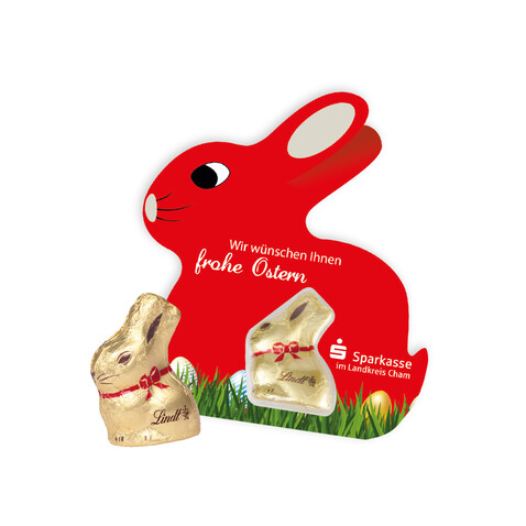 SCHOKOKARTE MIT LINDT GOLDHASE bedrucken, Art.-Nr. 94571 SCHOKOKARTE MIT LINDT GOLDHASE bedrucken, Art.-Nr. 94571