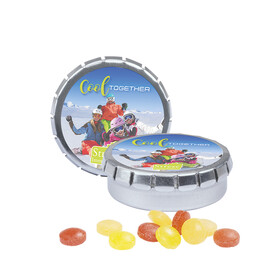 Quick Box, silber, Mini Bonbons Fruchtmix bedrucken, Art.-Nr. 1012.00018