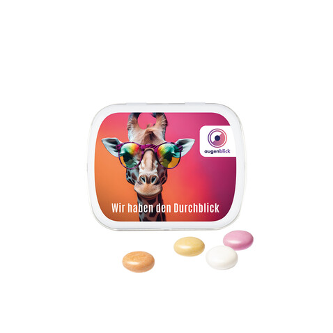 Klappdose, weiß, Mentos Kaudragee Fruit bedrucken, Art.-Nr. 1015.00002 Klappdose, weiß, Mentos Kaudragee Fruit bedrucken, Art.-Nr. 1015.00002