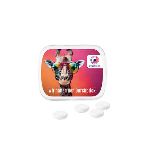 Klappdose, weiß, Mentos Kaudragee Mint bedrucken, Art.-Nr. 1015.00003 Klappdose, weiß, Mentos Kaudragee Mint bedrucken, Art.-Nr. 1015.00003